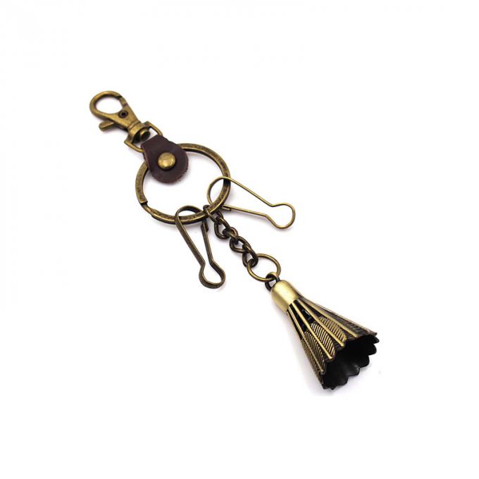 Catena chiave di alta qualità del ricordo del metallo di volano bronzeo di cuoio stile americano europeo in lega di zinco su ordinazione creativo dell'oggetto d'antiquariato