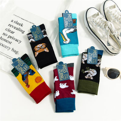 ODM Women'S Cotton Crew Socks Regular Style With Sewing  Logo